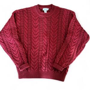 Vintage Abercrombie & Fitch Cable Knit Sweater Red L Hong Kong Made Grandpacore